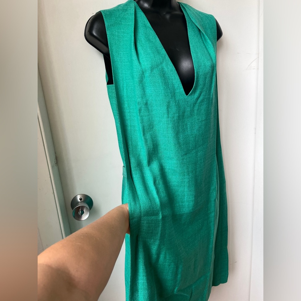 Balenciaga Green Sheath Mini Dress V-Neck Sleeveless size M - Picture 2 of 15